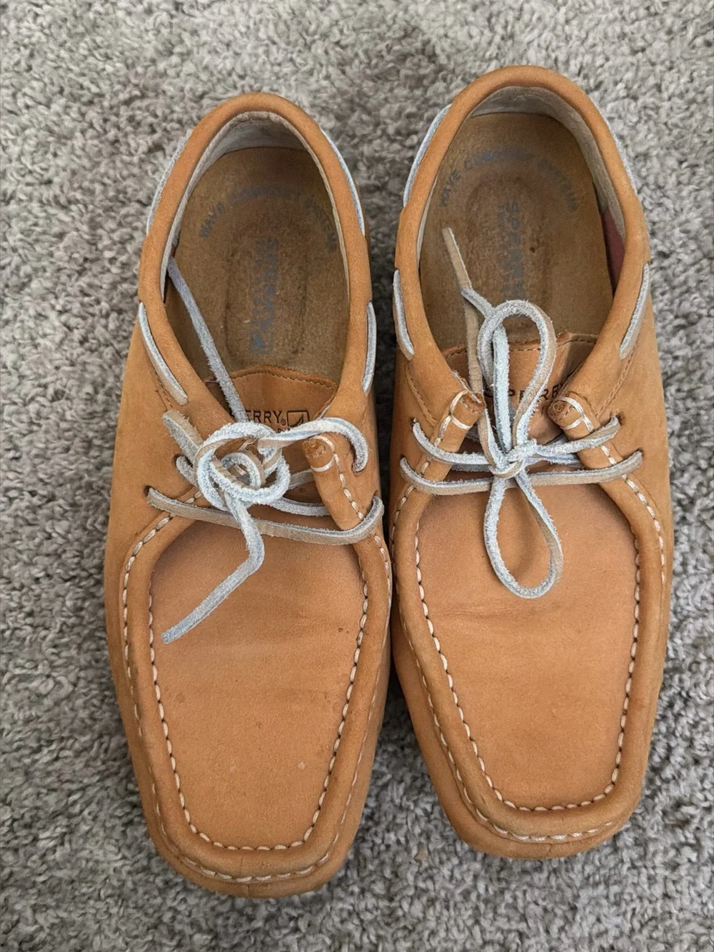 Sperry Orange-Tan Leather Moc Toe Boat Shoes